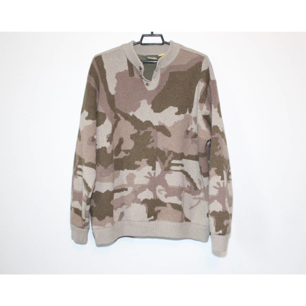 Cabela's Camo Windshear Lined Hunting Sweater Wool Blend Henley Men's 2XL H14293 - Picture 2 of 11